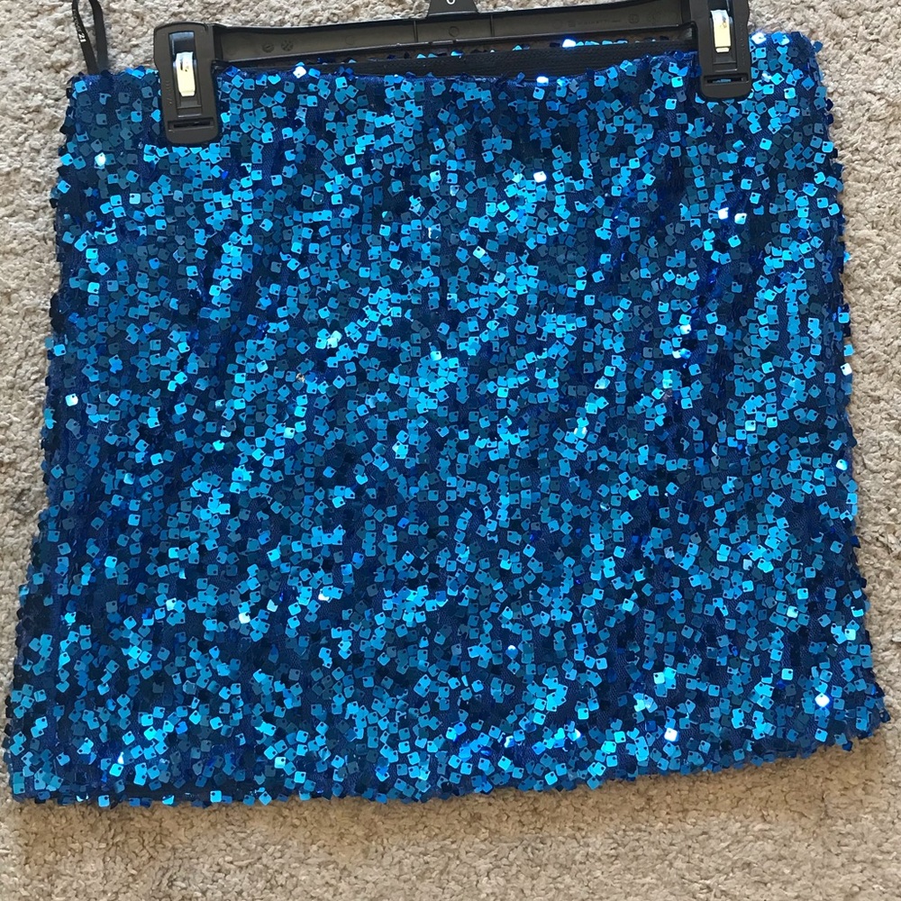 Blue sequin mini skirt